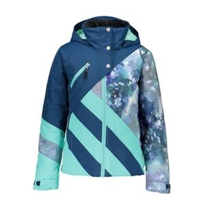 Size S Obermeyer Kids Girl's Tabor Ski Snowboard Winter Jacket - Blue and Aqua